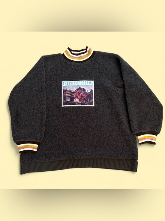 Romi Story Sweaters - "The City of Dreams" Romi Story New York Sherpa Fleece Pullover Plus Size